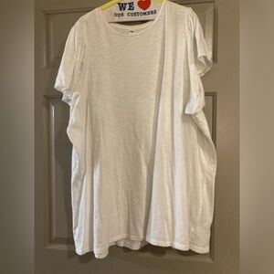 Plus size, white tshirt with flutter sleeves, tunic length